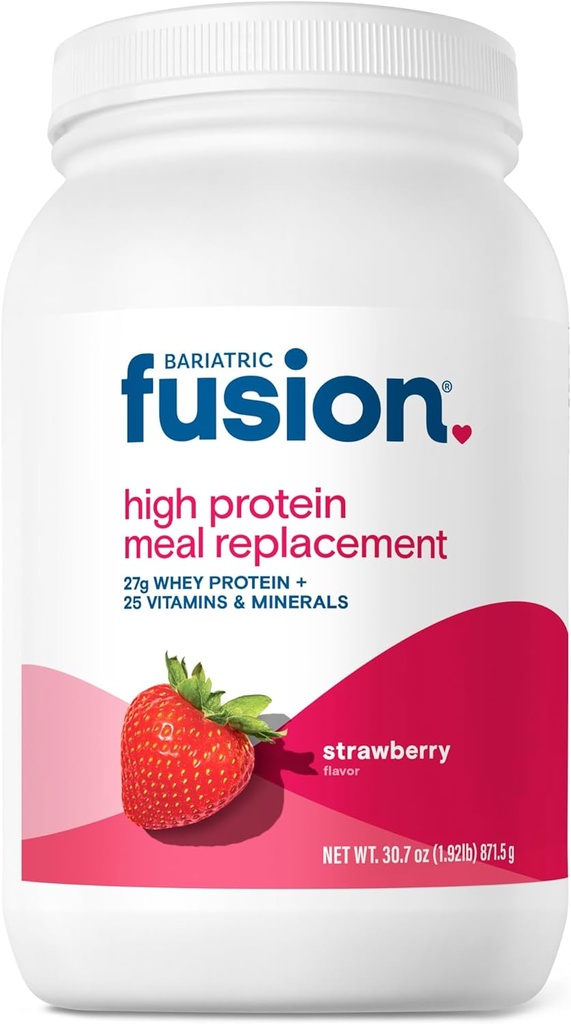 Bariatric Fusion Strawberry Meal Erstatning 27g Protein Powder, 21 Servering Tub for Bariatric Kirurgi Patienter, herunder Gastric bypass og Ærme Gastrektomi - Ingen Gluten, Aspartam eller sukker