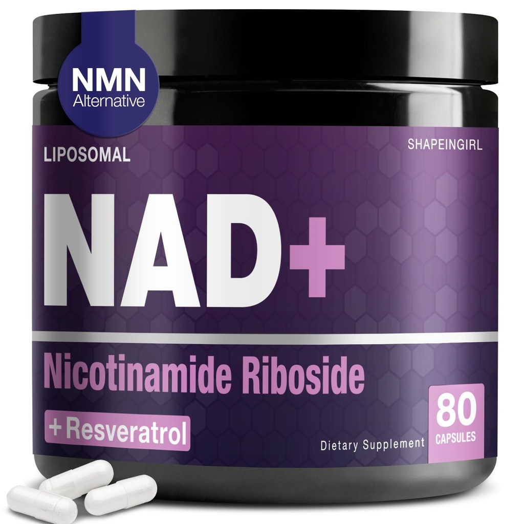 NAD Supplement - Nicotinamid Riboside Resveratrol 900mg, Liposomal NAD Supplement for kvinder og mænd, NAD Plus Pure Organic