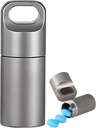 Small Keychain Pill Holder,304 Stainless Steel Portable Pill Case Organizer for Travel,Waterproof Pocket Pill Container Medicine Box for Purse Men (Mini Pill Case), Silver