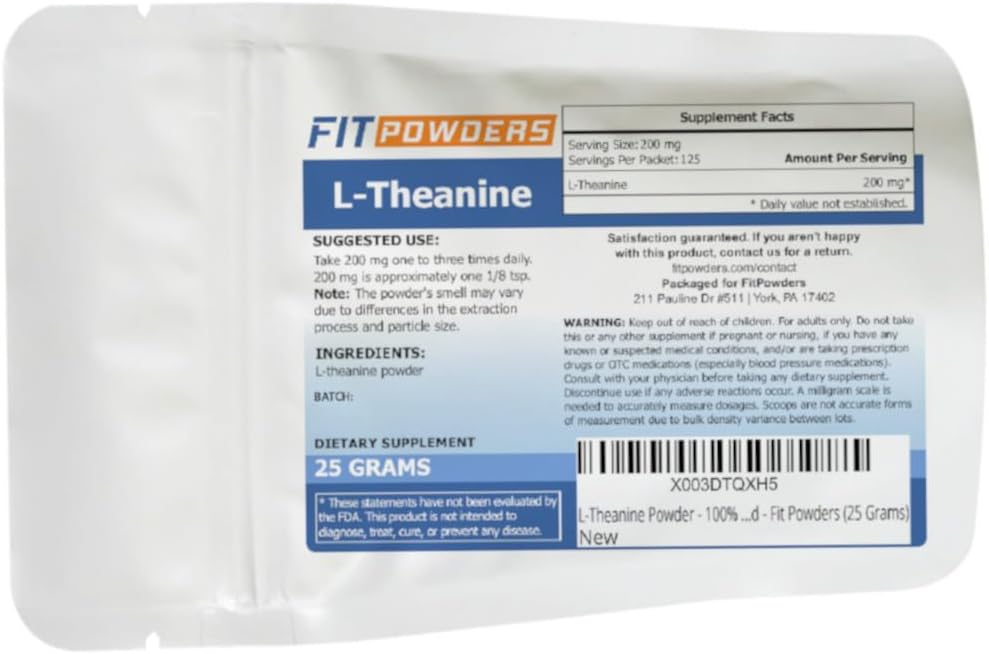 L- Theanin Powder 100% Pure, Non- GMO, Vegan, Gluten Free Theanine Powder supplement (multiple størrelser) Mood and Cognitive, Stress Relief and Relaxation, Scoop inkluderet (25 Bedste)