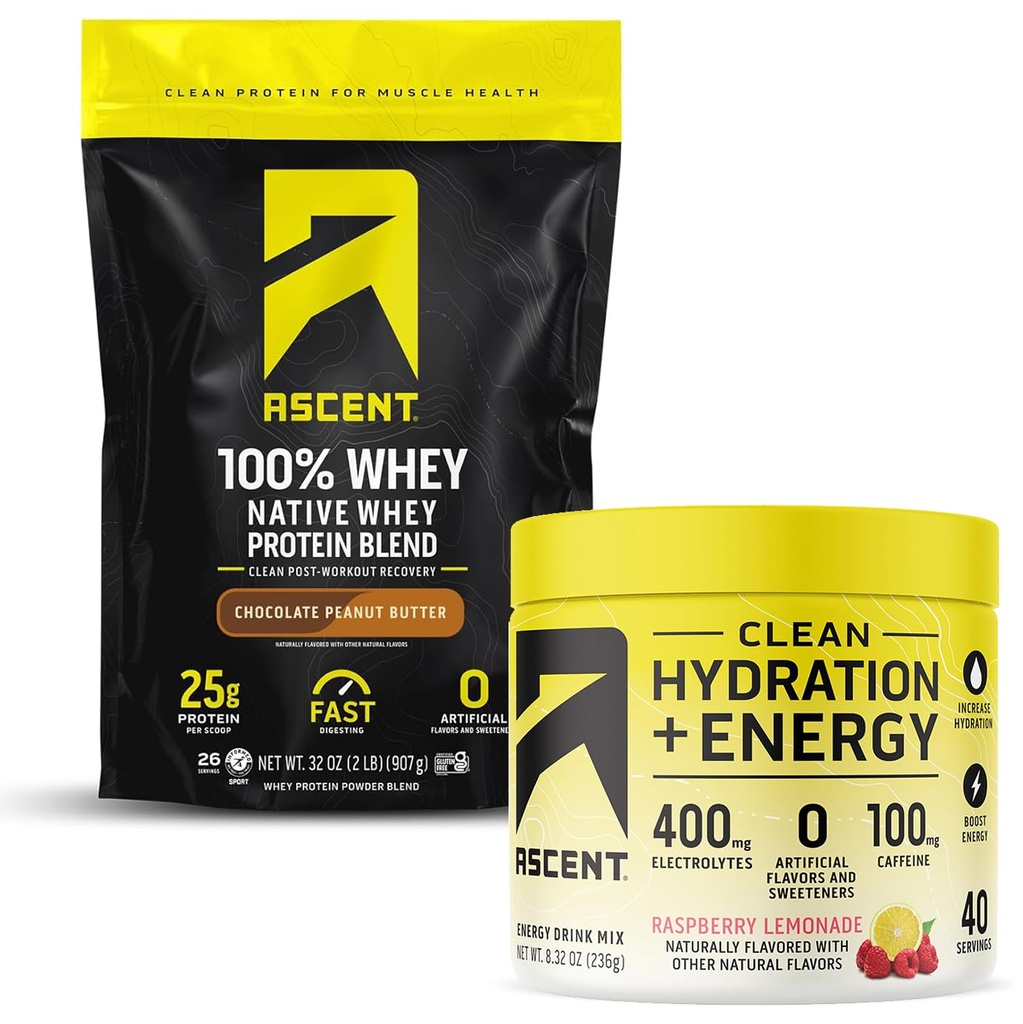 Duft 100% Whey Protein Powder, Chokolade Peanut Butter 2 LB & Hydration + Energy Electrolytes, Raspberry Lemonade 40 Servering