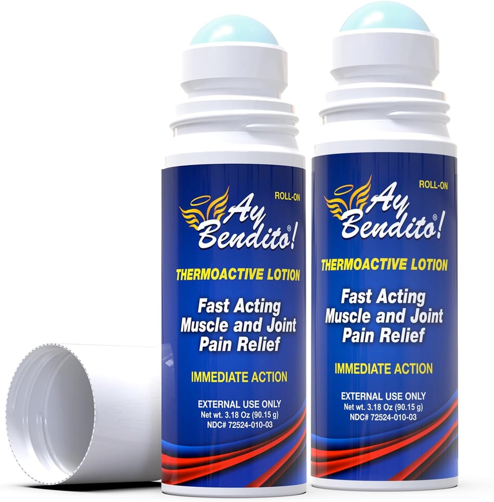 Ay Bendito! Termoaktiv lotion til hurtigere smertelindring på joints og muskel funktion - 3.18 oz Roll-on - To Pack