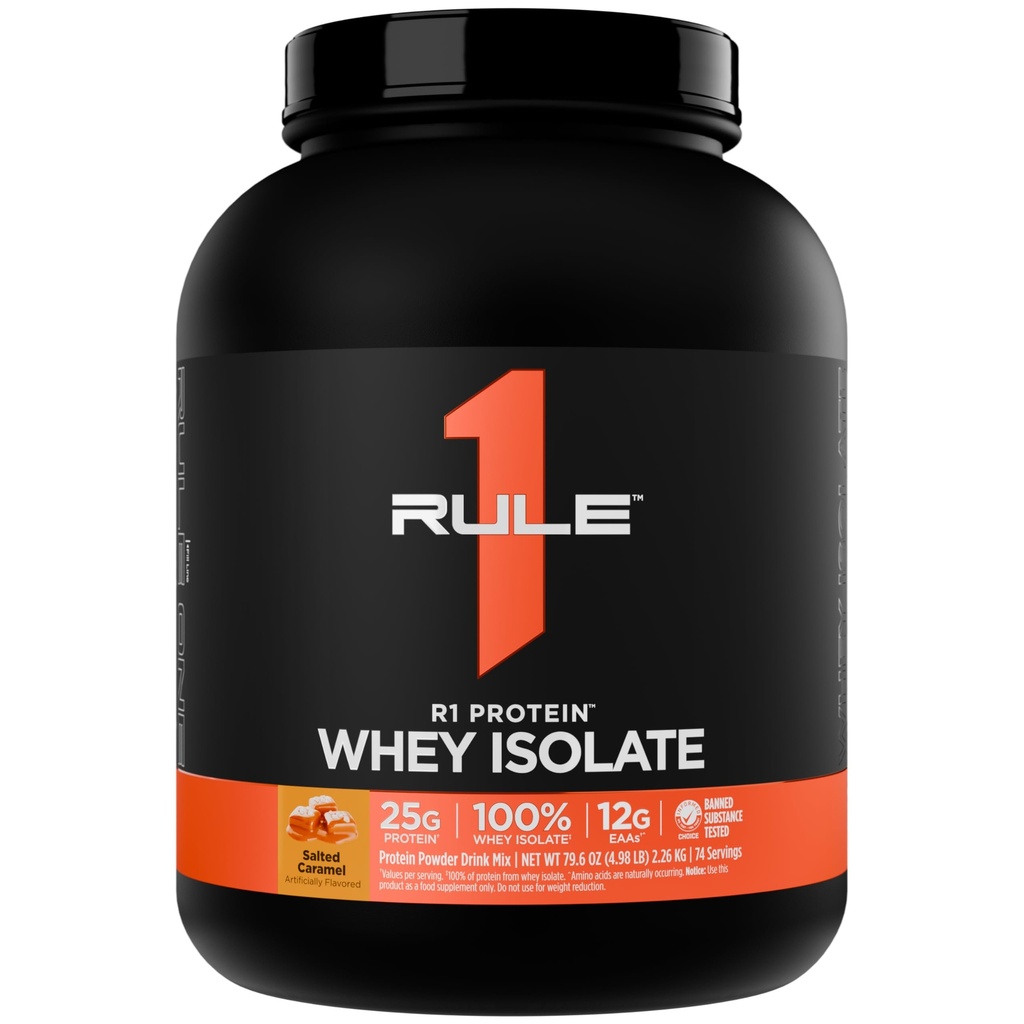 Regel 1 R1 Protein Whey Isolate - med 25g protein & 6g BCAA Eksklusivt fra Isolated & Hydrolyzed Kilder til træning Inddrivelse (5 pounds *, Saltet Carmel)