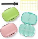 3 Pack 8 Compartments Travel Pill Box, Pill Organizer 7 dage Fugt Bevis Lille Pill sag for Pocket Purse Daglig Portable Medicin Vitamin Holder Container (Pink + blå + grøn)