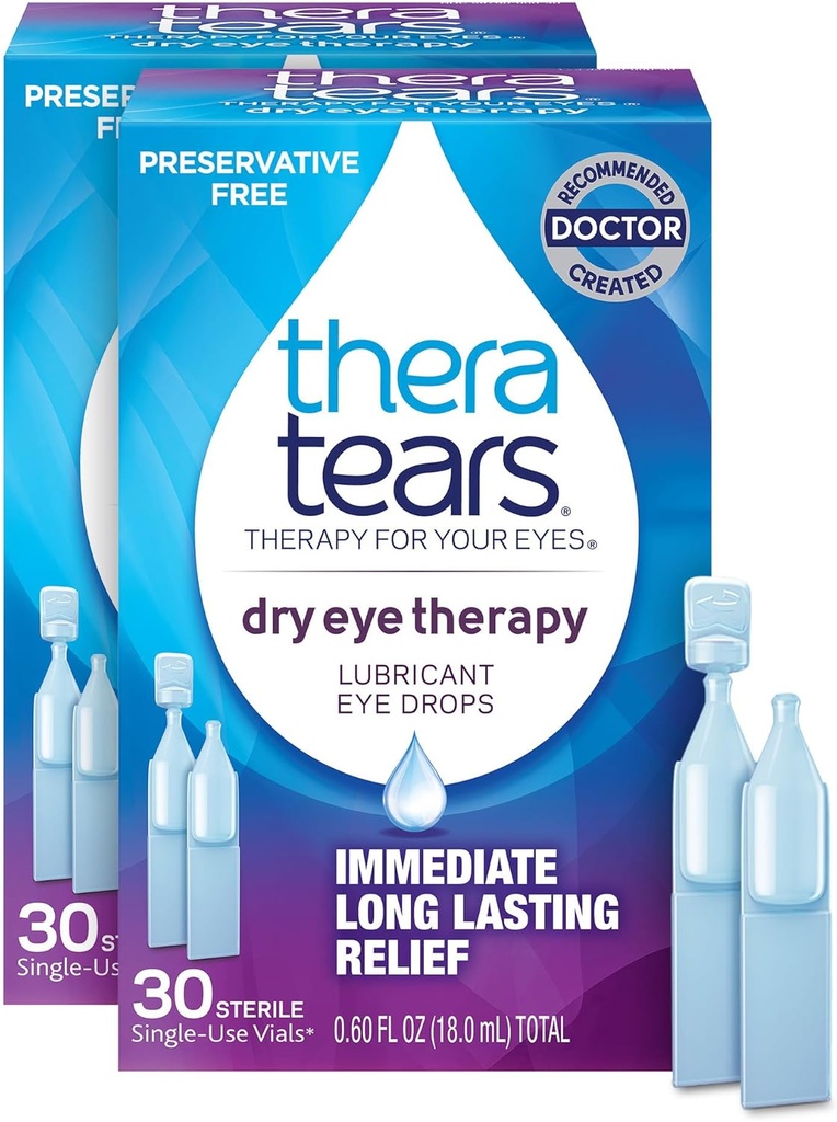 TheraTears Dry Eye Therapy- terapi Øjendråber til tørre øjne, Konserveringsfri, 30 hætteglas, 2 pakker