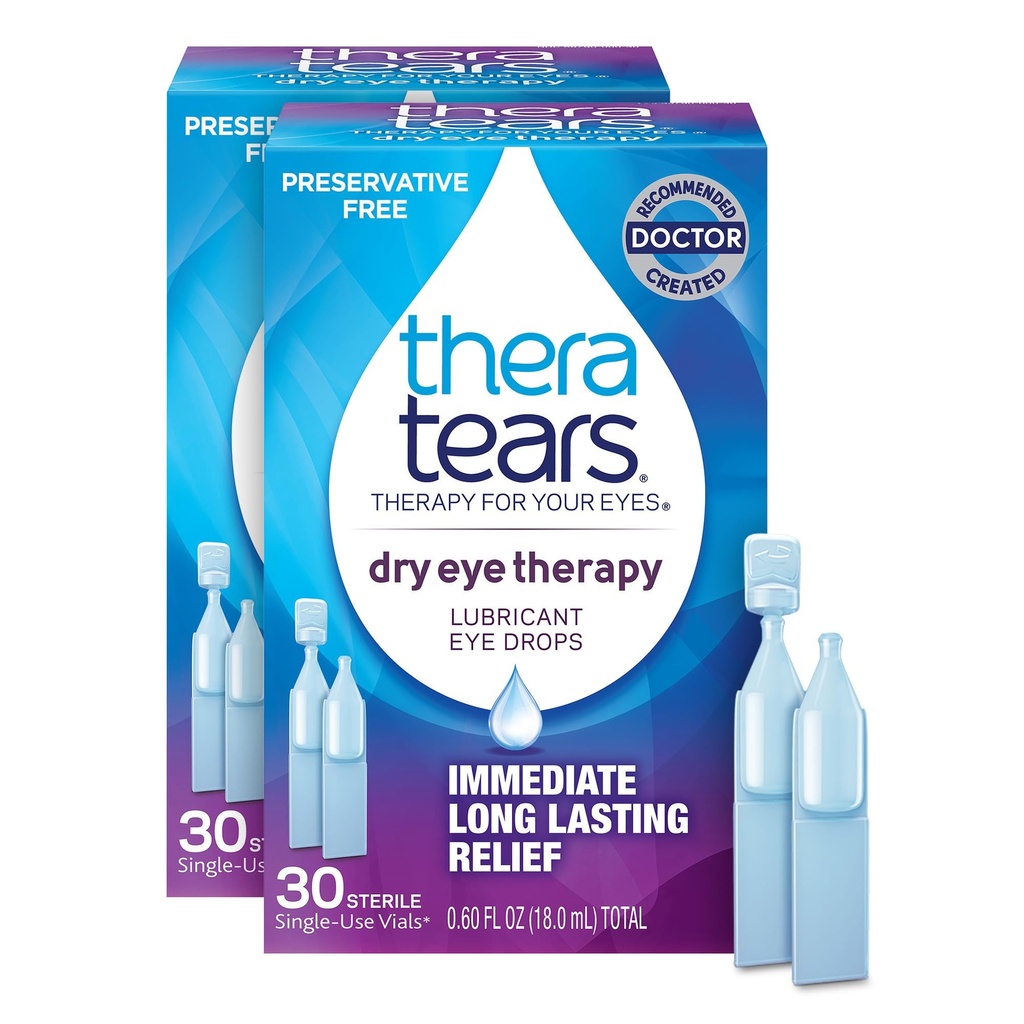 TheraTears Dry Eye Therapy- terapi Øjendråber til tørre øjne, Konserveringsfri, 30 hætteglas, 2 pakker