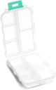 Pill Case - Bærbare Kosttilskud Tablet Container Box med 10 Compartments - Medicin Capsule Vitamin Foldable Organizer Dispenser Holder Opbevaring til rejse Trip Pocket Purse - Clear White