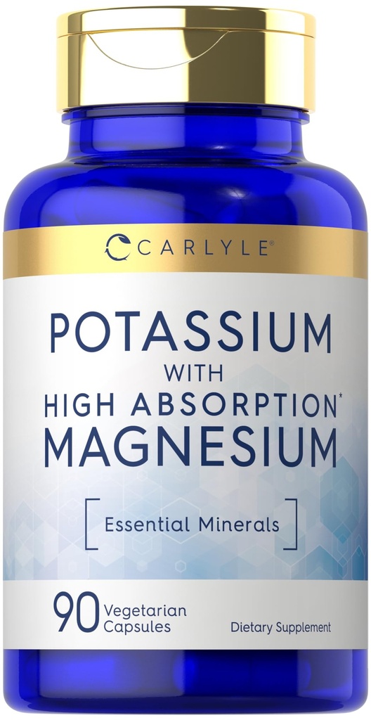 Carlyle Kalium Magnesium Supplement: 124; 90 Kapsler: 124; Høj Absorption: 124; Vegetar, Non- GMO & Gluten Free