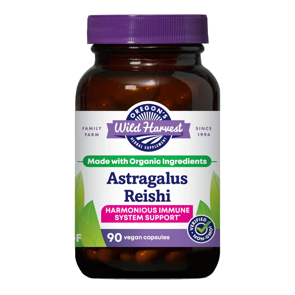 Oregon 's Wild Harvest Astragalus Reishi Organic Herbal Supplement, 90 Greve