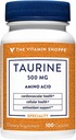 Den Vitamin Shoppe Taurine 500MG, En fri form Aminosyre, Antioxidant, der understøtter cellular og cardiovaskulær sundhed med B6-vitamin, hjerne og hukommelse støtte (100 kapsler)