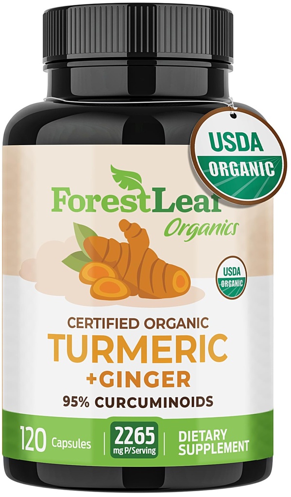 Gurkemeje Supplement Ekstra Styrke 2265mg - Gurkemeje Supplement w / BioPerine Black Pepper - Tumerisk og ingefær Kosttilskud, 95% Curcuminoider, understøtter immunforsvar og fælles sundhed, 120 Caps