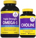 InnovixLabs Cholin & Triple Omega-3 Bundle Cholin Bitartrate 550mg (100 kapsler) Triple Strength Omega (200 Softgels). Understøtter hukommelse, mood, hjerne sundhed & boost kognitiv. *