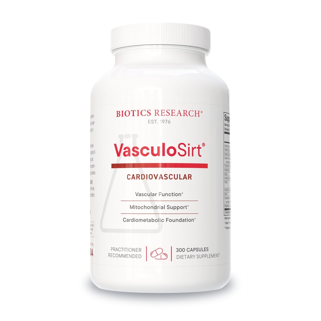 Biotics Research Vascular Sirt ® - Formuleret med hjælp fra Mark Houston, MD, Kardiovaskulær og sund støtte til sund blodgennemstrømning Support, CoQ10, Resveratrol, ALA, Ginkgo - 300 kapsler