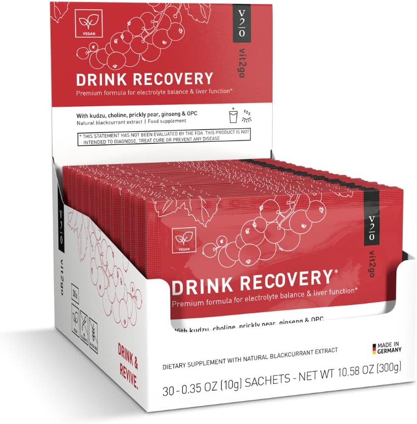 Drink Inddrivelse Elektrolyter Pulver med vitaminer, Vegansk Elektrolyte Pakker til Hydration & Lever Detox, Blackcurrant Flavor (30 Sachels)