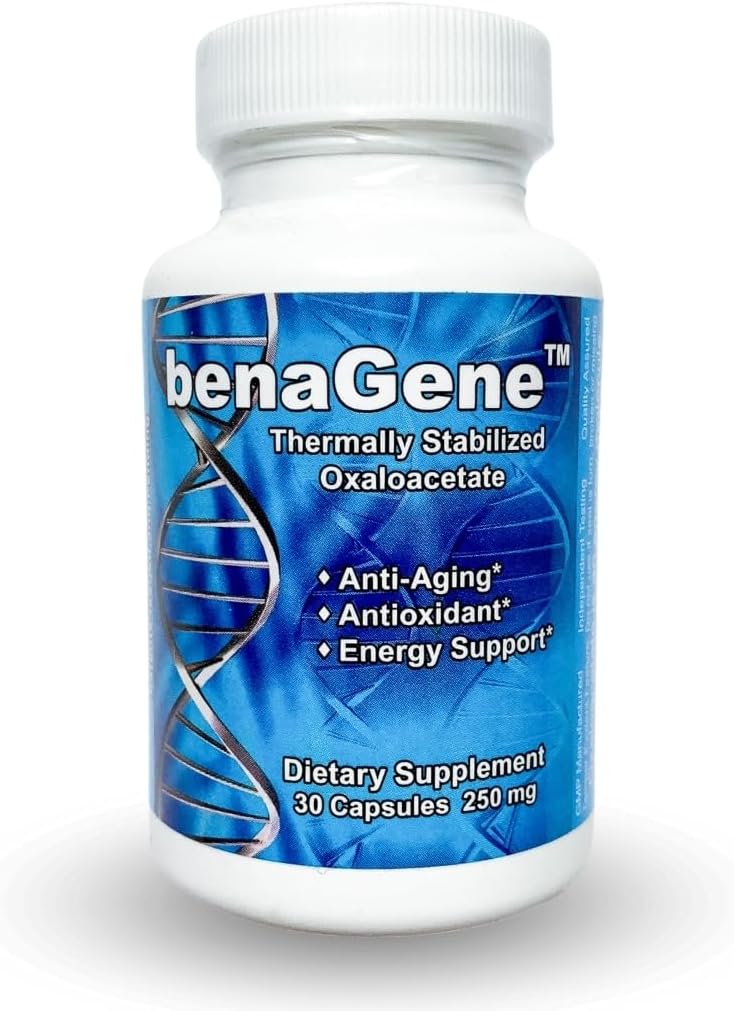 Benagene Oxaloacetate Supplement - Understøtter cellulær energi - Termisk stabiliseret med C-vitamin - ikke-GMO & Vegan - 30 Servere, En gang dagligt