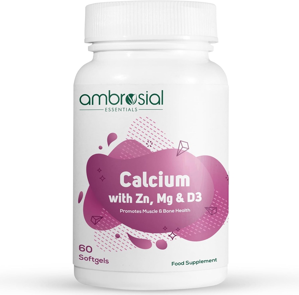 AMBROSIAL Calcium Magnesium Zinc with Vitamin D3 Pack of 1-60 Capsules