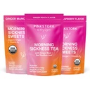 Pink Stork Morning Sygdom Relief Kit - 3-stykke Bundle med Organic Ingefær Peach Tea, B6 Sweets, Ginger Lozenges - Graviditet Support, Første Trimester Essentials, gave til gravide kvinder