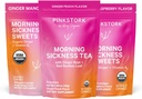 Pink Stork Morning Sygdom Relief Kit - 3-stykke Bundle med Organic Ingefær Peach Tea, B6 Sweets, Ginger Lozenges - Graviditet Support, Første Trimester Essentials, gave til gravide kvinder