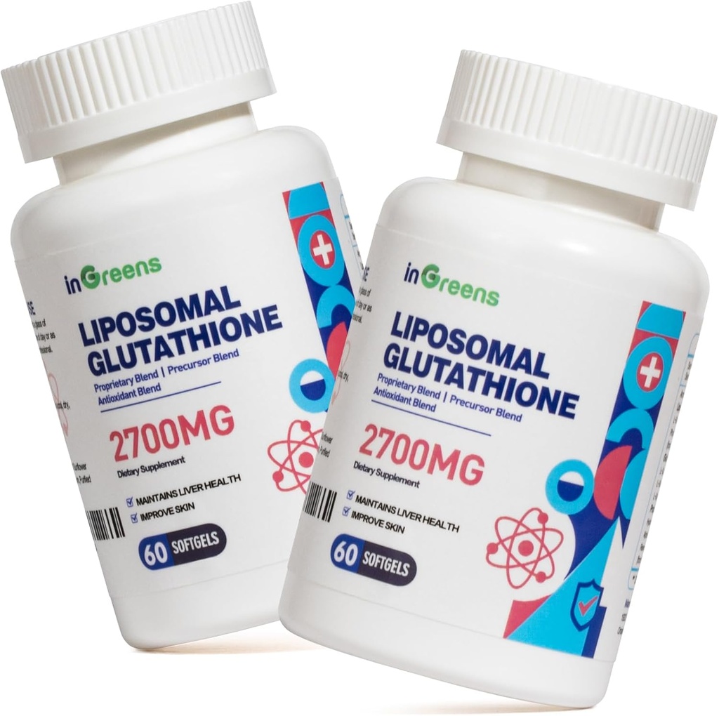 2700 MG Liposomal Glutathion Supplement, Max Absorption, Active Form L Glutathione reduktase (GSH), with Hyaluronic Acid, Resveratrol, Powerful Antioxidant, Health Aging, 120 Softgels