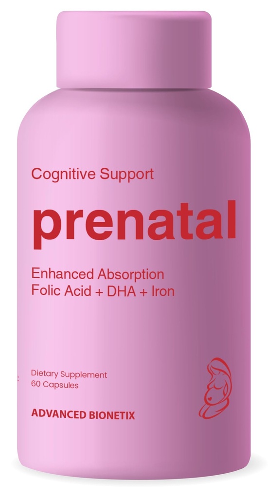 Bio- tilgængelige prænatale vitaminer til kvinder, naturlige metyleret folinsyre folinsyre, DHA Omega 3. Multivitamin Pre, Under & Post Graviditet