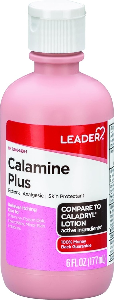 LEADER Calamin Anti- Itch Lotion, Medicineret ekstern analytisk hudbeskyttende lotion til Fast- Fungerende Itch Relief, Poison Ivy, Insect Bites, Chicken Pox (1, Pink)