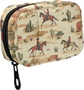 Fustylead Cowboy Riding Horse og Desert Cactus Pill Organizer til purse, Ugentlig Portable Pill Box med lynlås til opbevaring Vitaminer Fisk Olier Medicin Kosttilskud