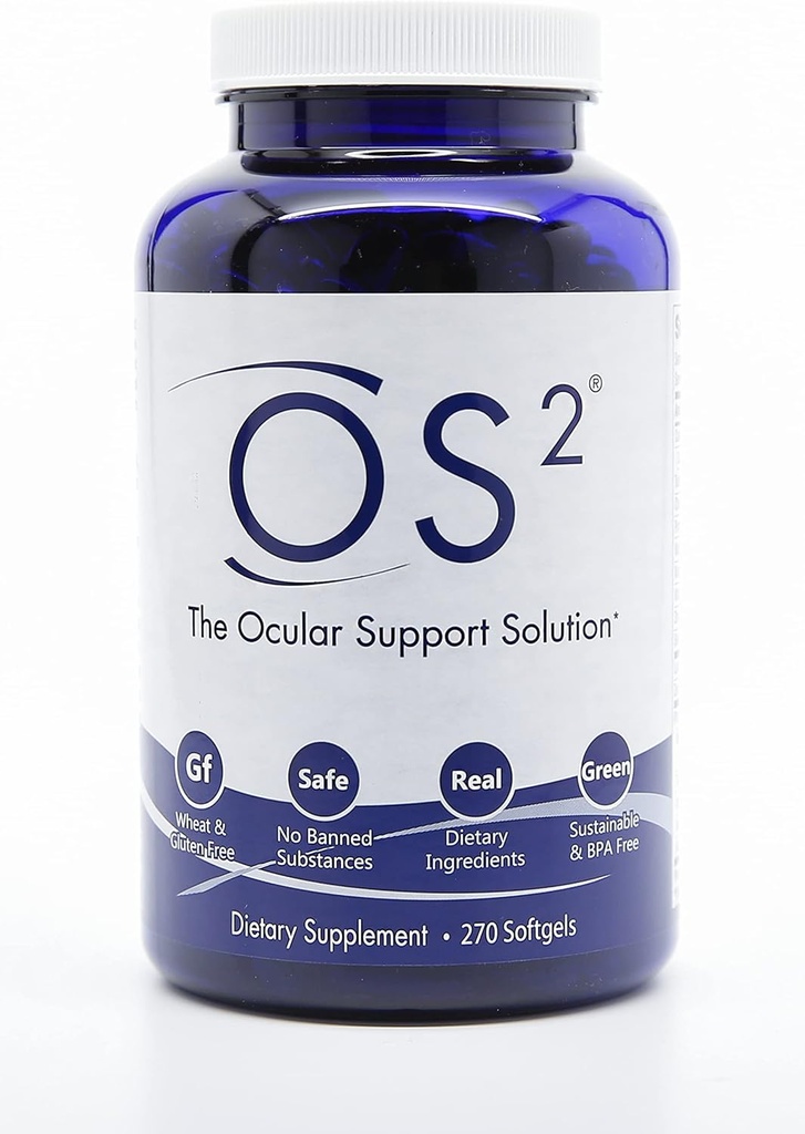 OS2 Okulær support løsning - 270Ct, Patenterede Eye Vitaminer w AREDS2, VIT A, C, Zink, Omega-3, Lutein & Zeaxanthin, for Macular Health, Tør Eye, Blue Light & Night Vision Supplement