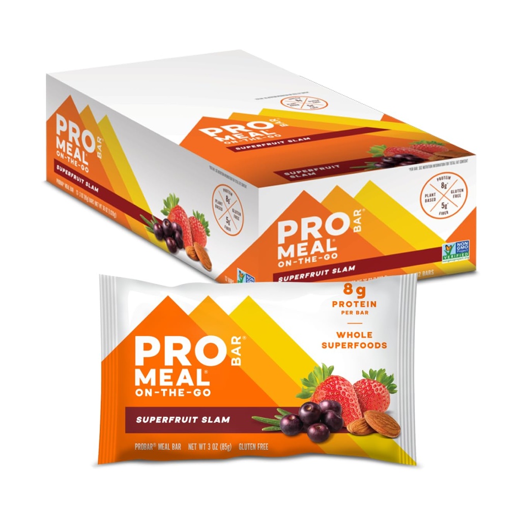PROBAR - MEAL Bar, Superfruit Slam, Non- GMO, Gluten- Free, Sund, Plant- baseret, Whole- Food Ingredients, Natural Energy (12 Greve)