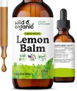 Wild & Organic Lemon Balm Drops - Afslappende Lemon Balm Leaf Extract Supplement - Calming Melissa Officinalis Tincture - Vegan, Sukker & Alkohol- Free - 2 fl oz