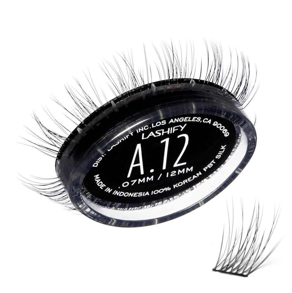 Lashify Amplify 12mm GossamerDIY Eyelash Extensions Refill, Black, Easy False Eyelases for et naturligt look