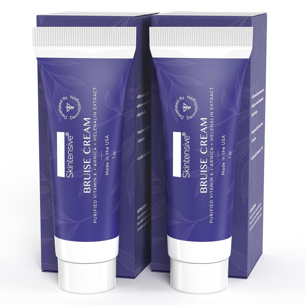 SKINTENSIVE Arnica Bruise Cream til Thin Skin - Fugtgivende, Vitamin K C og E, Hud Fornyelse, 1 oz (2 Pack)