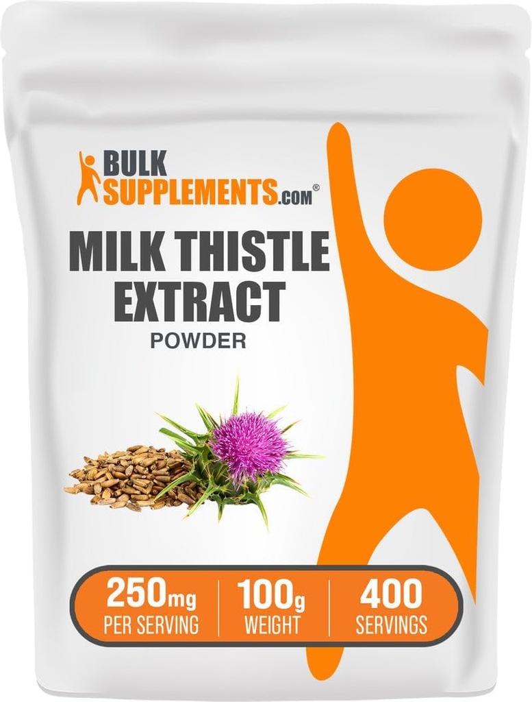BulkSupplements.com Milk Thistle Extract Powder - Herbal Supplement, Milk Thistle Supplement - Gluten Free, 250mg per Serving, 100g (3,5 oz) (Pack of 1)