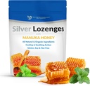 Sølv Lozenges med Organic Manuka honning og C-vitamin - All- Natural Nano Sølv 45- 50mcg af 60 PPM kolloide sølv mineralsk dråber til støtte immunsystem, Sothe, Cool Hough & Throat, 24-Lozenges