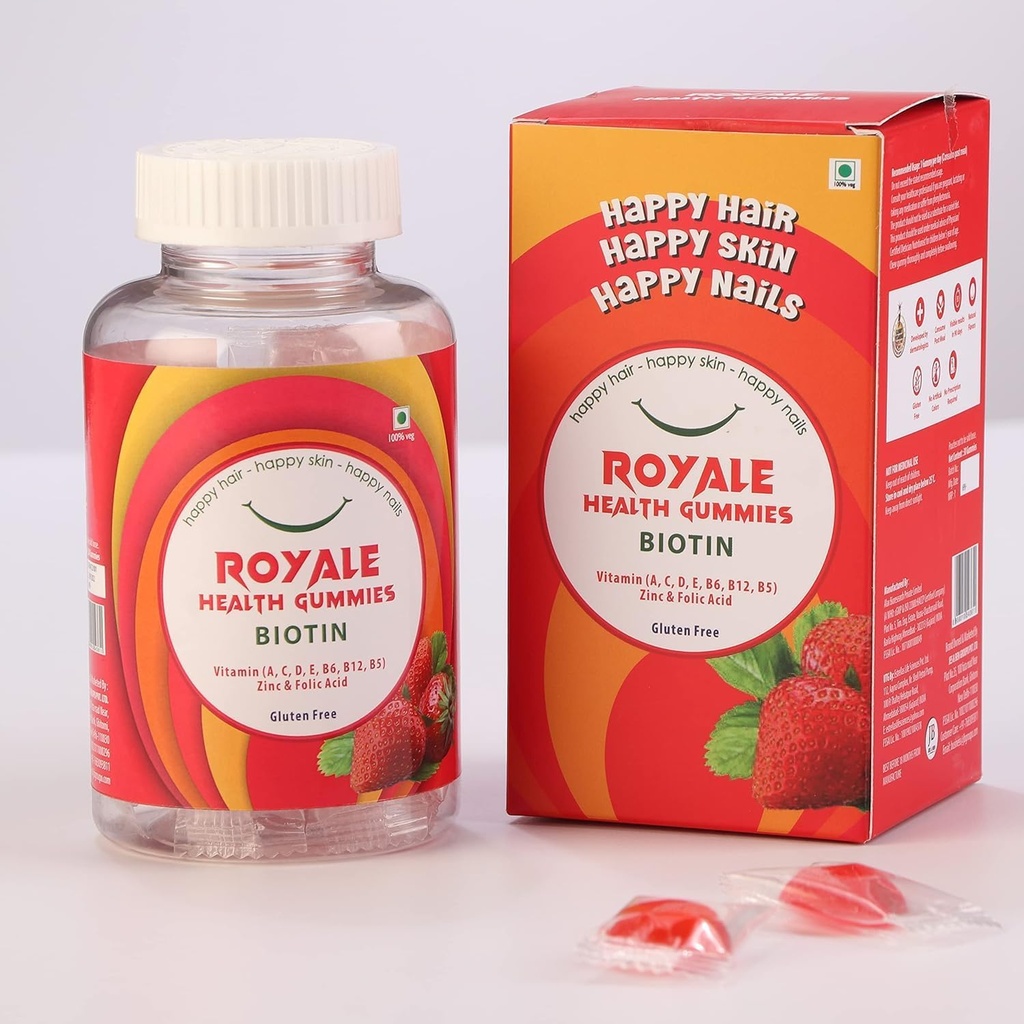 Generic Rise. Biotin Gummies Note 124; Stærk hår, Stærke Nails, glødende hud Note 124; med Biotin, vitamin B12, E-vitamin, C I 30 Gummies Pack til mænd og kvinder (PACK af 1), Nautral