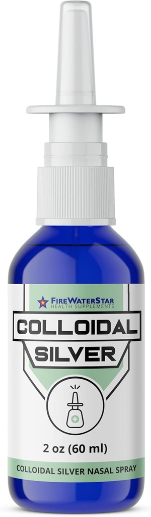 FWS Kolloid Sølv Nasal Spray - 2oz - Ultra Fine Sølv Mist - 50 ppm - 99,99% Renhed - Sinus Relief - Hjælper med tør, Irriteret, Stuffy Næse - Immunsystemet support - for voksne og teenagere
