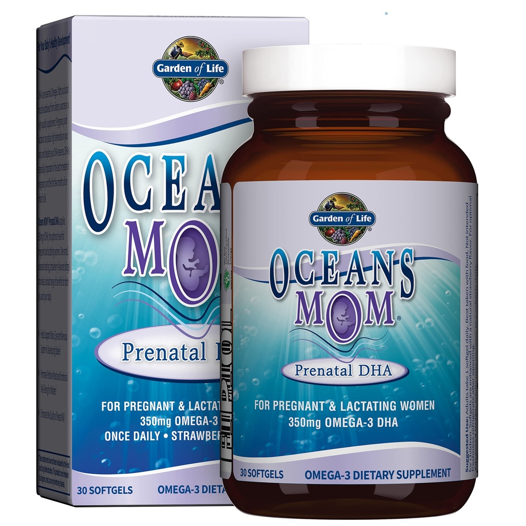 Life Oceans Mor Prenatal Fish Oil DHA, Omega 3 tillæg - Jordbær, 350mg Prenatal DHA Graviditet Fish Oil Support til Mamas, Babys Brain & Eye Development, 30 små bløddele