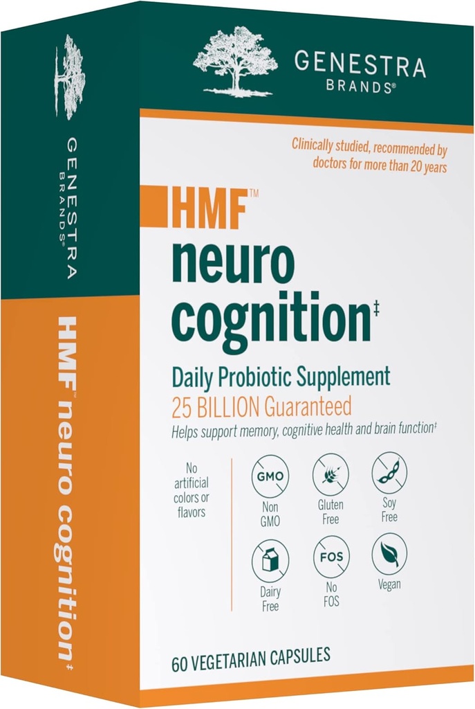 Genestra Brands HMF Neuro Cognition - Daglig Probiotika til hukommelse og hjerne funktion - 60 kapsler