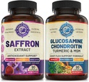 Ren safran ekstrakt & avanceret fælles støtte bundle (én flaske hver). Understøtter Mood, Energy Boost, Metabolisk funktion, og fælles sundhed. USA Made.