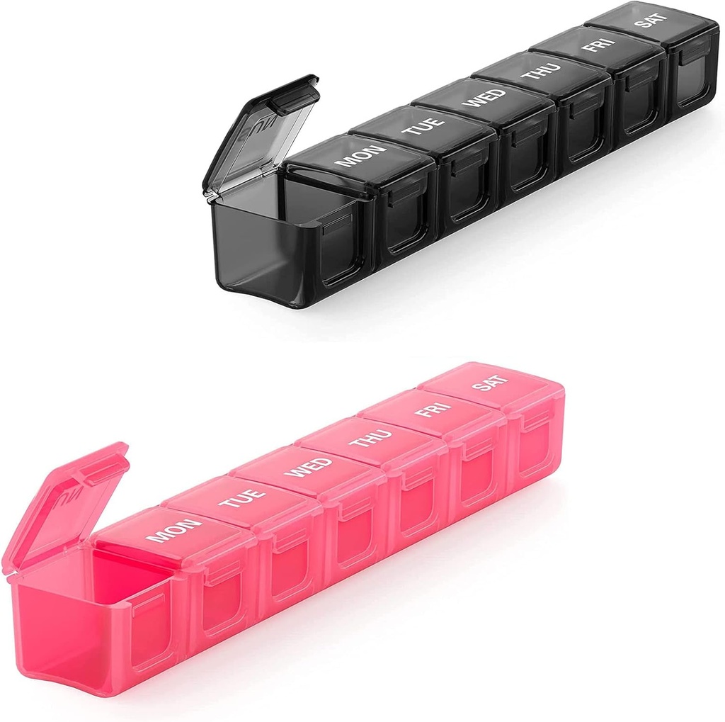 2 Pack Extra Large Pill Organizer, Sukuos Weekly Pill Box, Pill Case, Medicin Organizer til vitaminer, fiskeolier eller kosttilskud