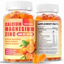 Calcium Magnesium Zinkgummier med D3 & B6 & K2.1000mg Calcium gummier med 300mg Magnesium Support immunenergi til voksne og teenagere, sukkerfri (120Count)
