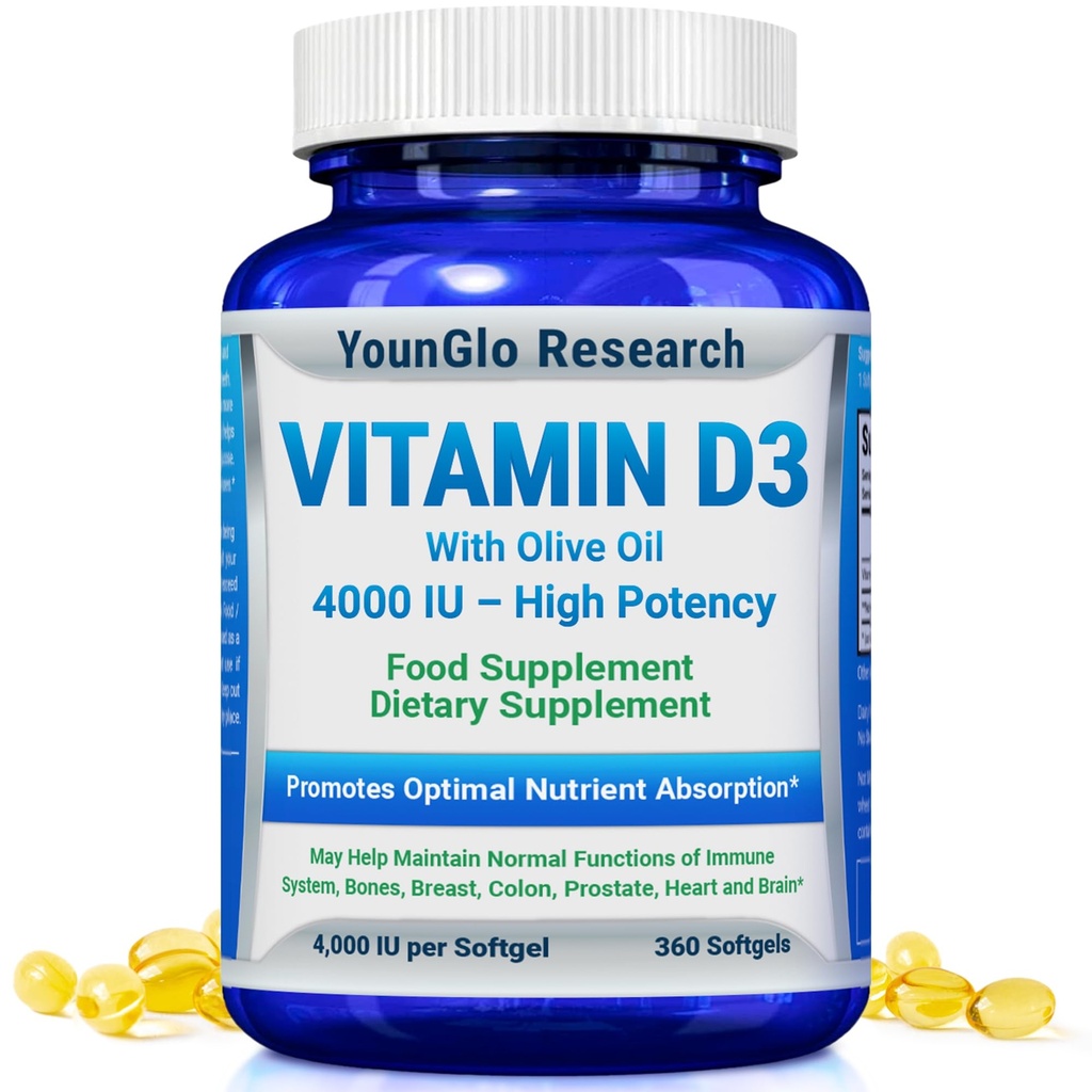 D3- vitamin 4000 IE Kosttilskud til fremme af sund bone - og immunfunktion, easy- to- Swallow 360 Softgels