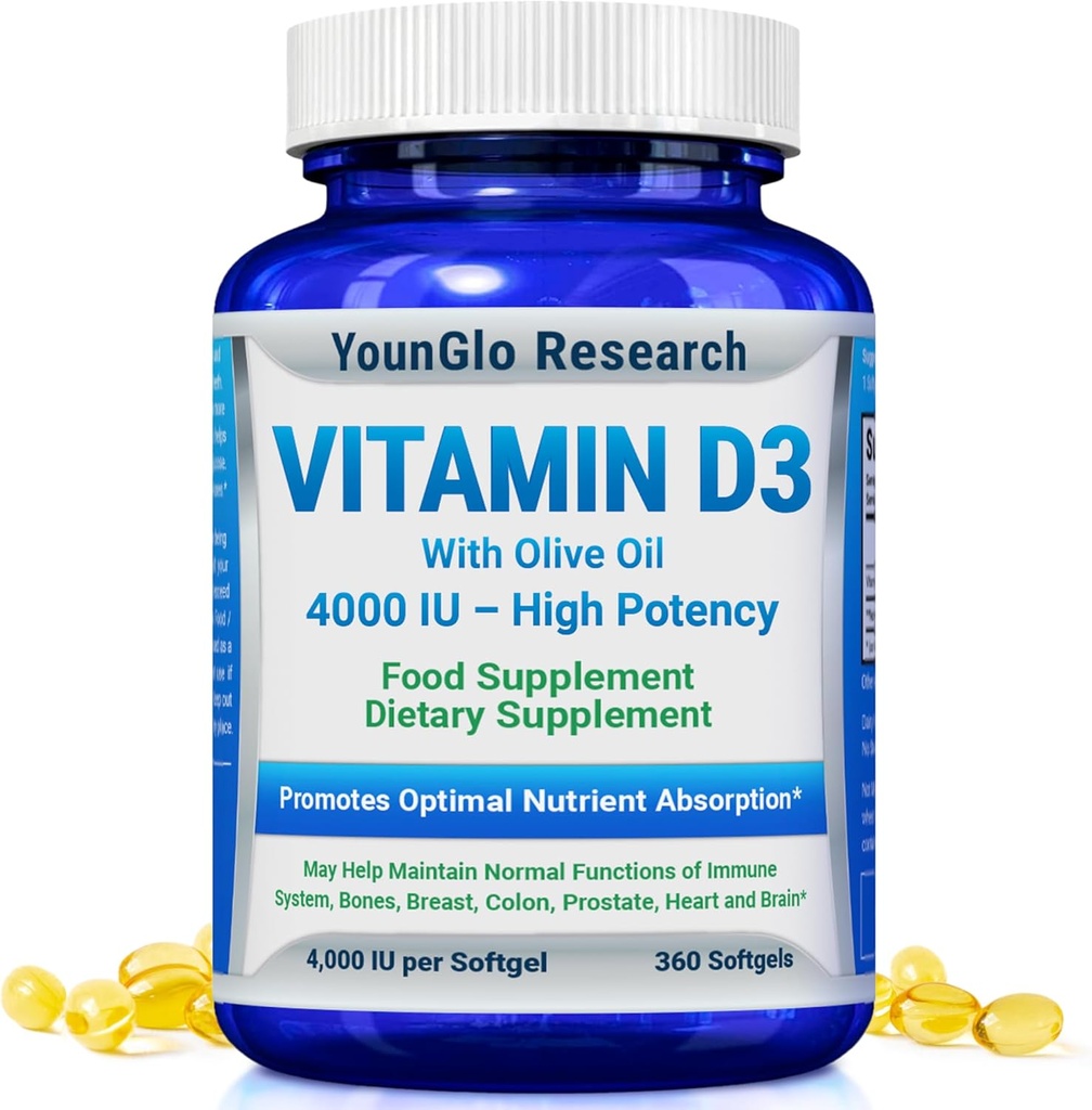 D3- vitamin 4000 IE Kosttilskud til fremme af sund bone - og immunfunktion, easy- to- Swallow 360 Softgels
