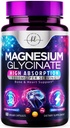 Magnesium Glycinate Supplement - 100% Chelated & Purified - to Support Sleep, Heart Health, Muscles, & Bone Strength - Gentle, High Absorption Magnesium Formula - Vegan, Bottled in USA - 60 Capsules