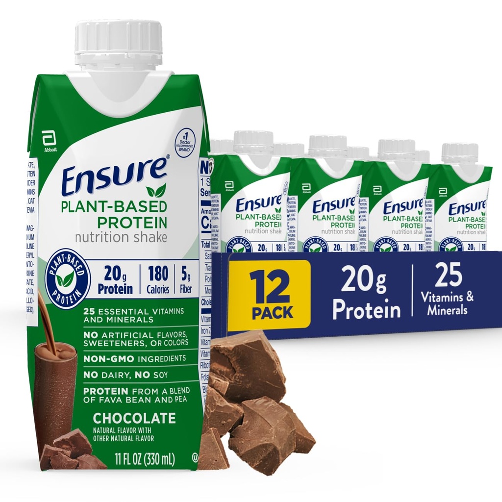 Sikre Plant- baseret proteinernæring shakes med 20g Fava Bean & Pea Protein, Vanilla & Chokolade Flavors, pakke med 12, 11 Fl Oz
