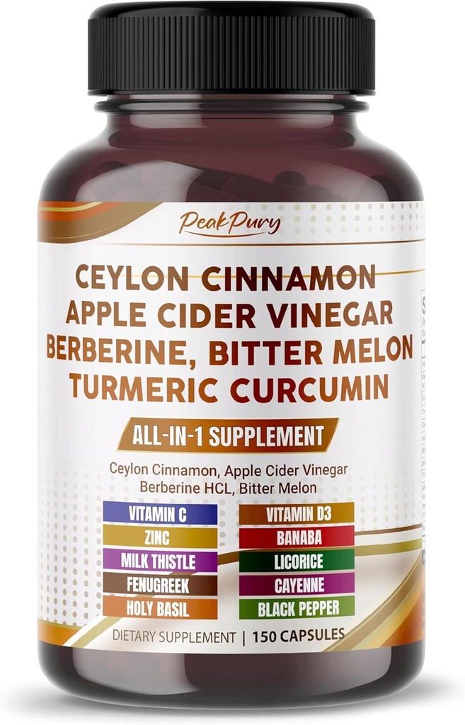Ceylon Cinnamon Apple Cider Vinegar Berberine Bitter Melon - Made in USA