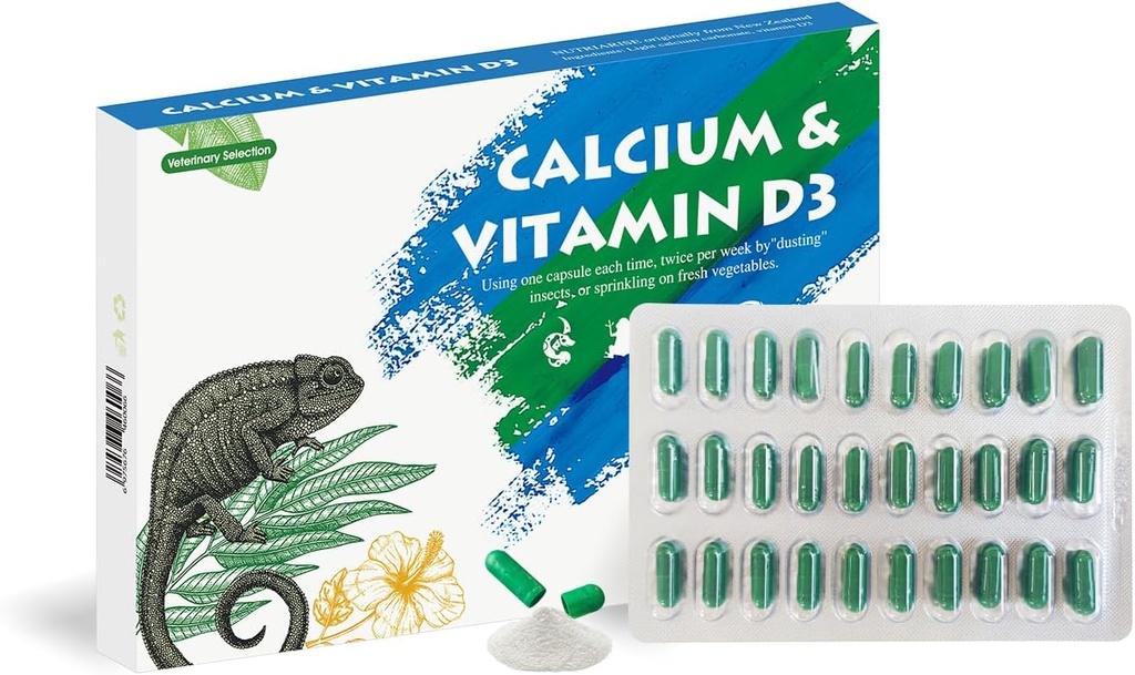 Calcium Reptile tillæg med tilsat vitamin D3 Buddy Ideel til Bearded Dragons, Turtles & Mere