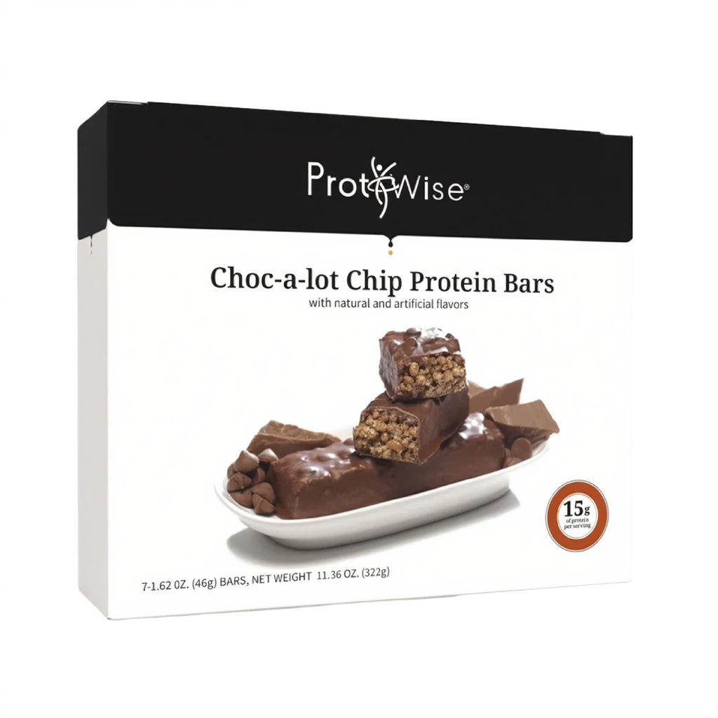 ProtiWise - Choc- A- Lot- Chip High Protein 15g Bar Note 124; 7 / Box Note 124; Vægttab, Diet, Keto Friendly, Hunger Control, Meal Erstatningsgrad 124; Gluten Free, Low Fat, Low Sugar