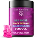 Organic Sea Moss Gummies with Black Seed Oil, Bladderwrack & Burdock Root Dex124; Irish Sea Moss Supplement 1000mg Dex124; 4 i 1 Advanced Formel 4X Strong Dex124; Raspberry Flavor 124; Vegan Dex124; Non- GMO Dex124; Gluten- Free