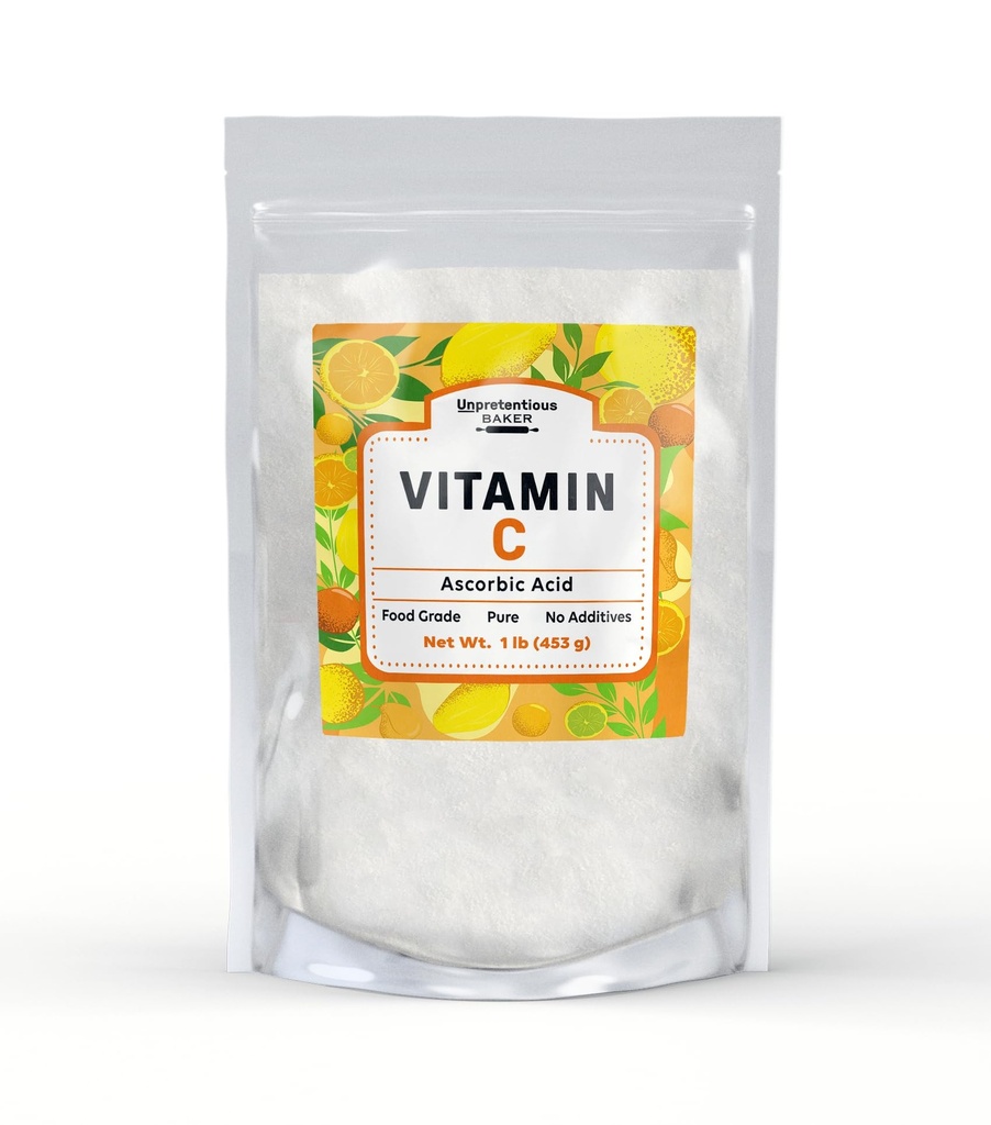 Uprætentiøs C-vitamin pulver Baker (1 LB) Ascorbinsyre, resealable taske