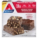 Atkins Dobbelt Fudge Brownie Protein Meal Bar, High Fiber, 15g Protein, 1g Sukker, 4g Net Carb, Meal Erstatning, Keto Friendly